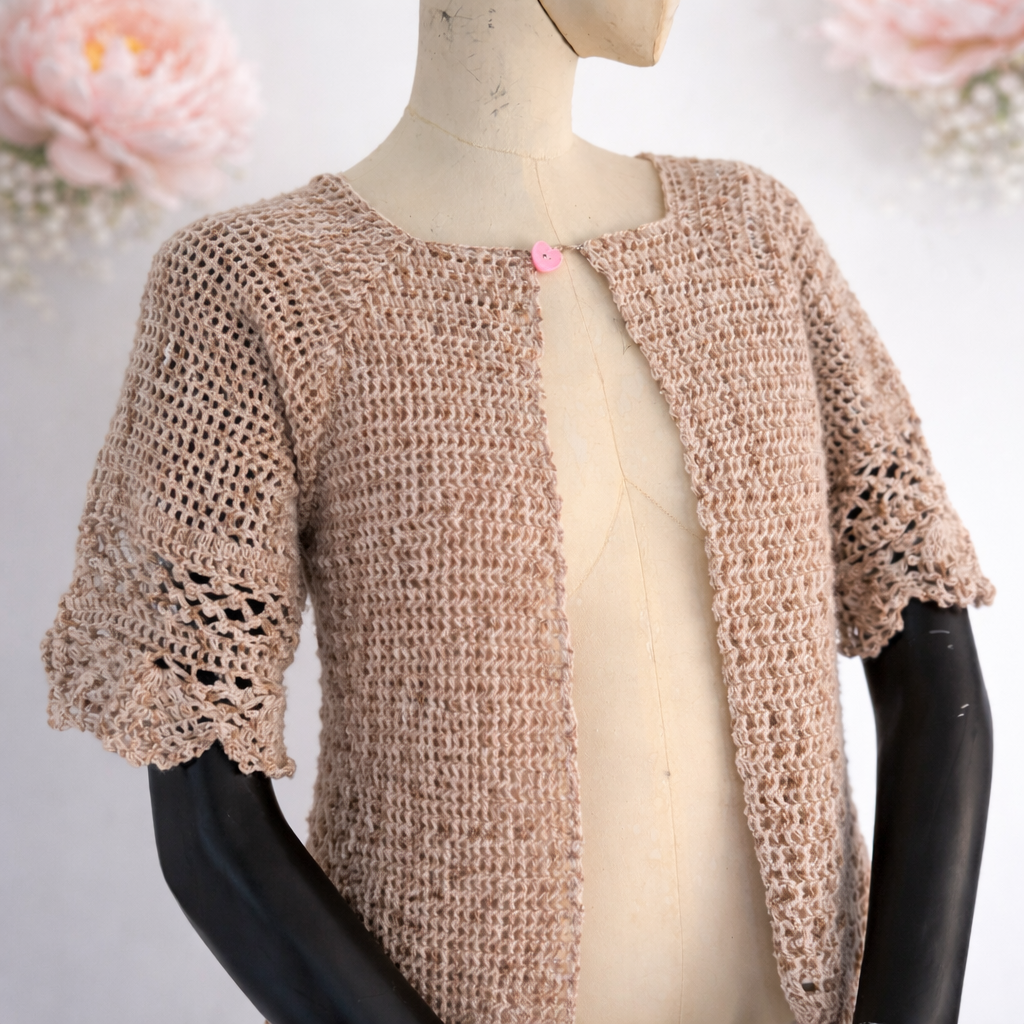 Sommerzauber - Strickjacke mit gehäkelter Spitze